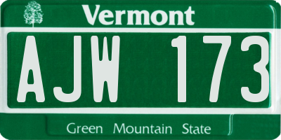 VT license plate AJW173