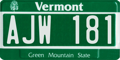 VT license plate AJW181