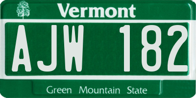 VT license plate AJW182