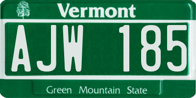 VT license plate AJW185