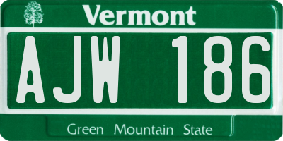 VT license plate AJW186
