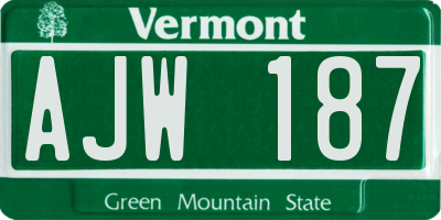 VT license plate AJW187
