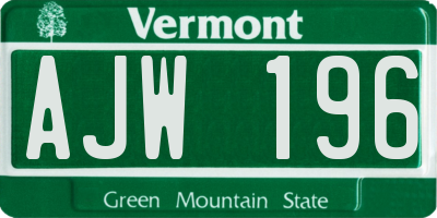 VT license plate AJW196