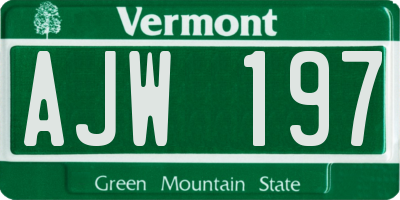 VT license plate AJW197
