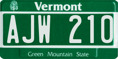VT license plate AJW210