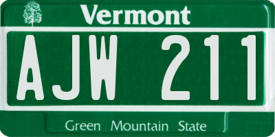 VT license plate AJW211
