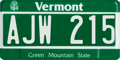 VT license plate AJW215