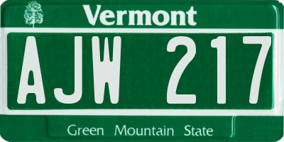 VT license plate AJW217