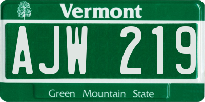 VT license plate AJW219