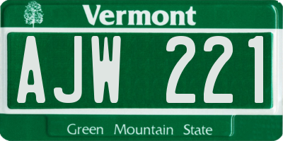 VT license plate AJW221