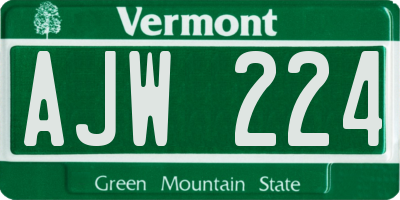 VT license plate AJW224