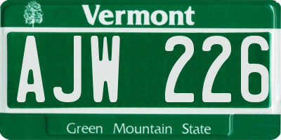 VT license plate AJW226