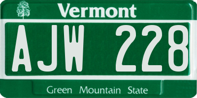 VT license plate AJW228
