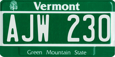 VT license plate AJW230