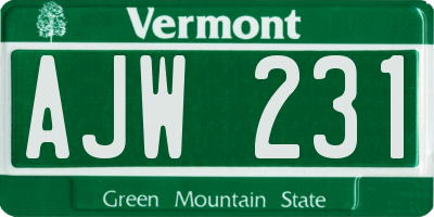 VT license plate AJW231