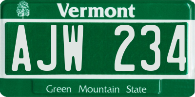 VT license plate AJW234
