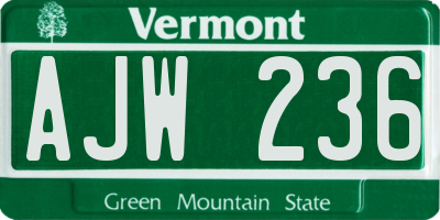 VT license plate AJW236