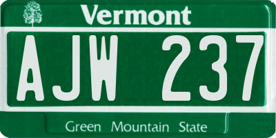 VT license plate AJW237