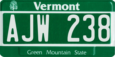 VT license plate AJW238