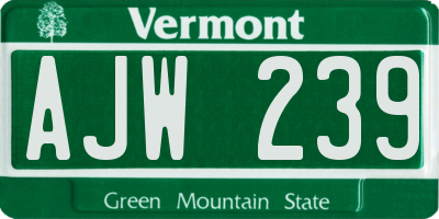 VT license plate AJW239