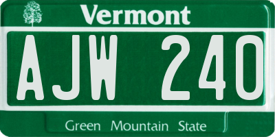 VT license plate AJW240