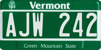 VT license plate AJW242