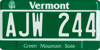 VT license plate AJW244