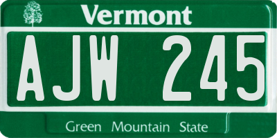 VT license plate AJW245