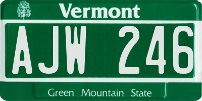 VT license plate AJW246