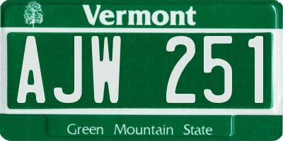 VT license plate AJW251