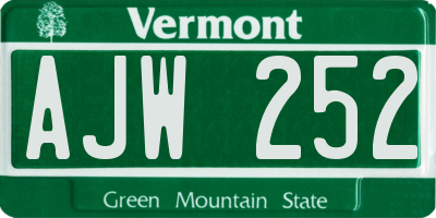 VT license plate AJW252