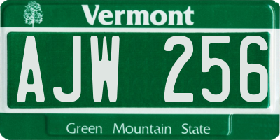 VT license plate AJW256