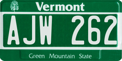 VT license plate AJW262