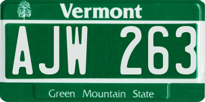 VT license plate AJW263