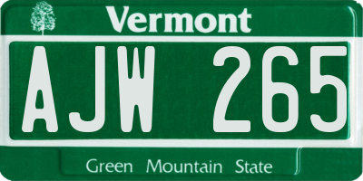 VT license plate AJW265