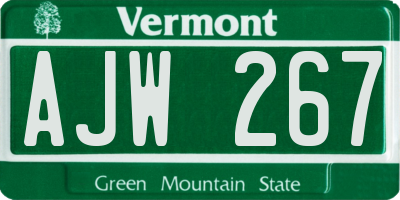 VT license plate AJW267