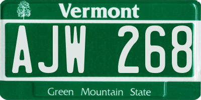 VT license plate AJW268