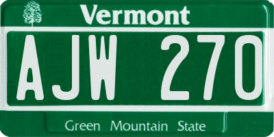 VT license plate AJW270