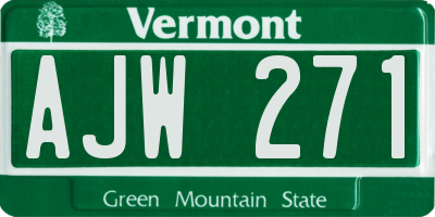 VT license plate AJW271