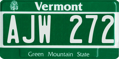 VT license plate AJW272