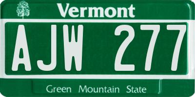 VT license plate AJW277