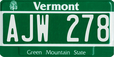VT license plate AJW278