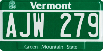 VT license plate AJW279