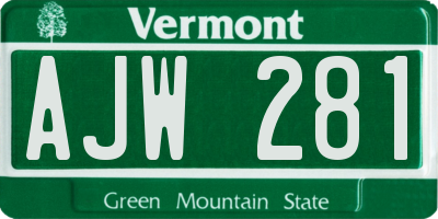 VT license plate AJW281
