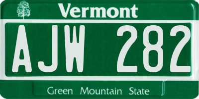 VT license plate AJW282