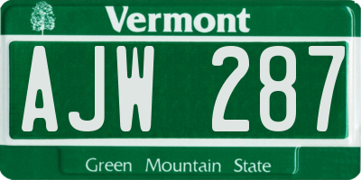 VT license plate AJW287
