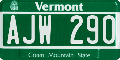 VT license plate AJW290