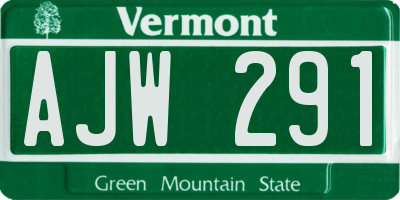 VT license plate AJW291