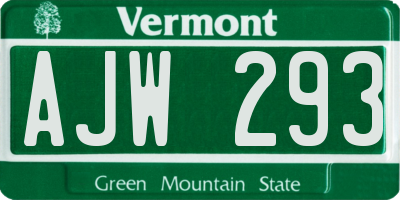 VT license plate AJW293
