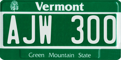 VT license plate AJW300